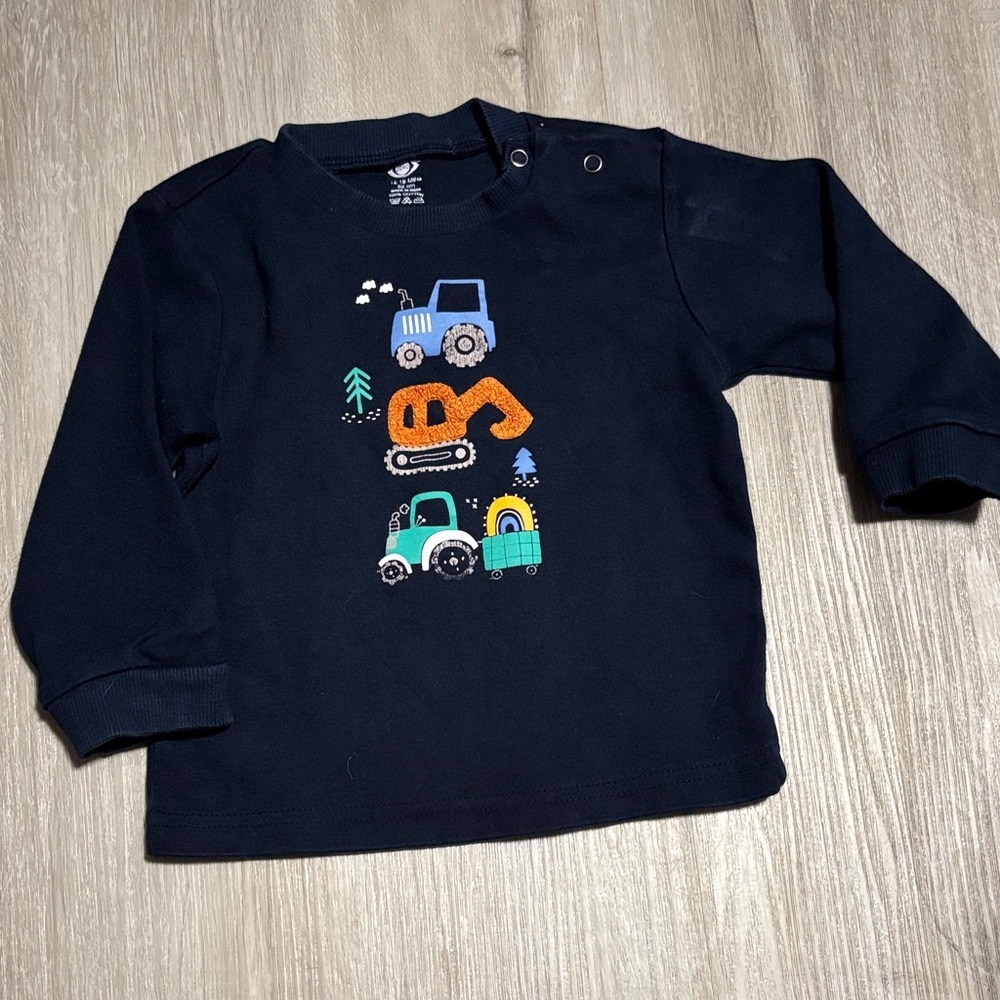 Navy Blue Kids Shirt with Vehicle Print